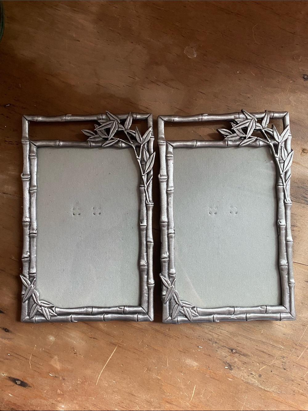 Pair of Silver Metal Bamboo Design Picture Frames
